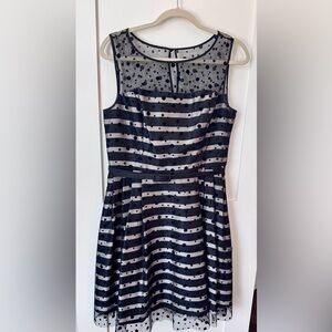 Eliza J Black Polka Dot Mesh Dress